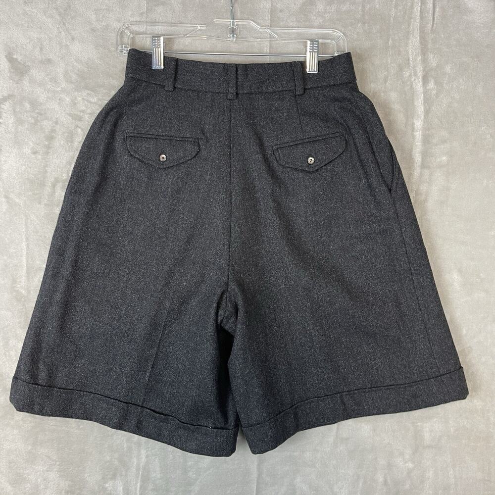 Vintage LL Bean Wool Shorts USA Made Size 10 Pleated Charcoal Dark Academia - Picture 3 of 10